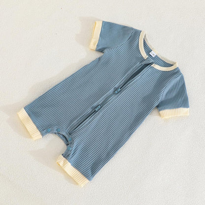 Bafeicao Unisex Baby Boy Girl 2 Pack Rompers Short Sleeve 2 Way Zipper One Piece Jumpsuits Clothes