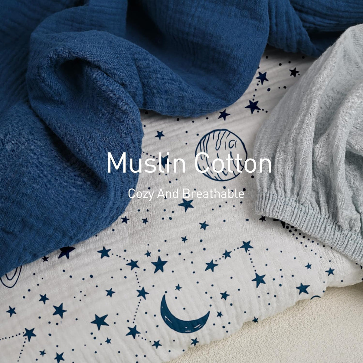 Gllquen Baby Muslin Bassinet Sheets 3 Pack, Breathable Elastic Cozy Fitted Cotton Bassinet Mattress