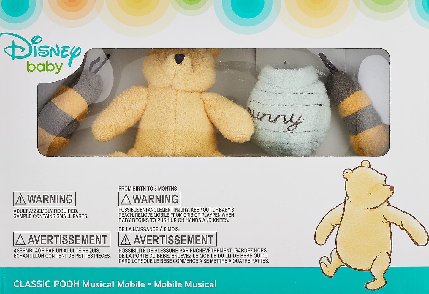 Disney Winnie The Pooh Classic Pooh Ivory, Sage, Butter Musical Mobile with Hunny Pot and Bees