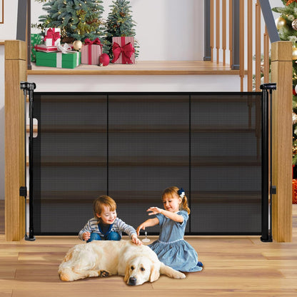 42" Extra Tall Retractable Baby Gates Dog Gate for Stairs, 55" Wide Mesh Baby Gate Pet Gate with
