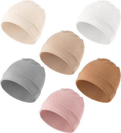 Konssy 6 Pack Baby Beanie Hats for Unisex, Toddler Beanies Baby Girl Boy Hat Warm Cap for Infant