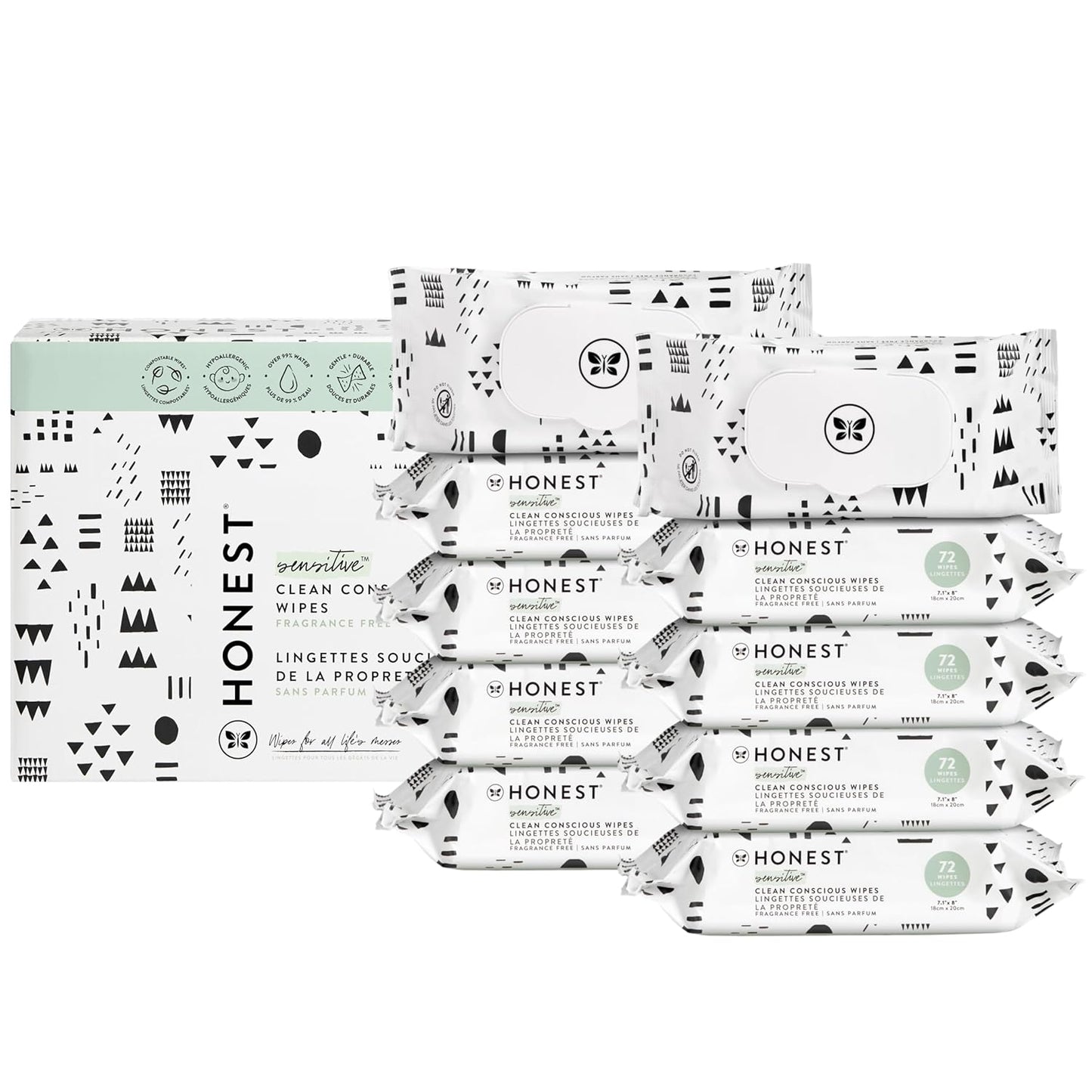 The Honest Company Clean Conscious Multi-Use Wipes | Hypoallergenic + Unscented for Sensitive Skin