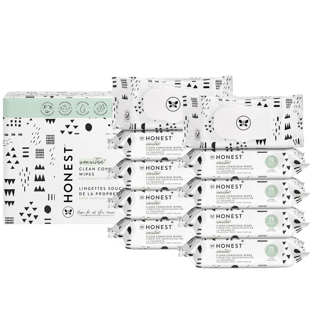 The Honest Company Clean Conscious Multi-Use Wipes | Hypoallergenic + Unscented for Sensitive Skin