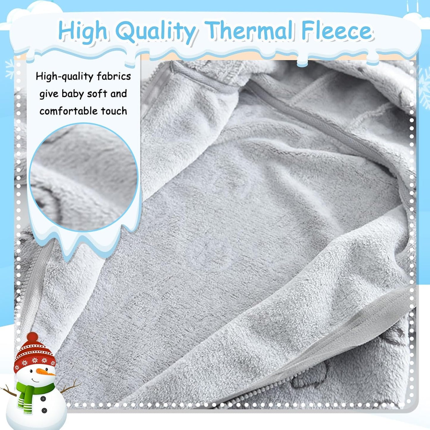 Fairy Baby Newborn Baby Bear Onesie Thin Fleece Footie Romper Snowsuit Hooded Jumpsuit Bodysuit