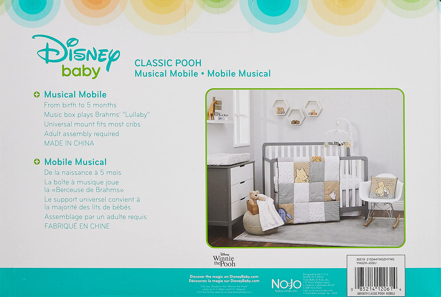 Disney Winnie The Pooh Classic Pooh Ivory, Sage, Butter Musical Mobile with Hunny Pot and Bees