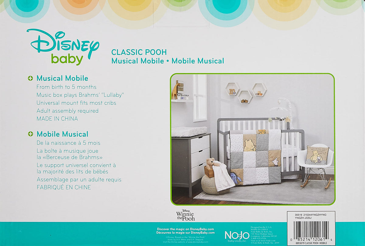 Disney Winnie The Pooh Classic Pooh Ivory, Sage, Butter Musical Mobile with Hunny Pot and Bees