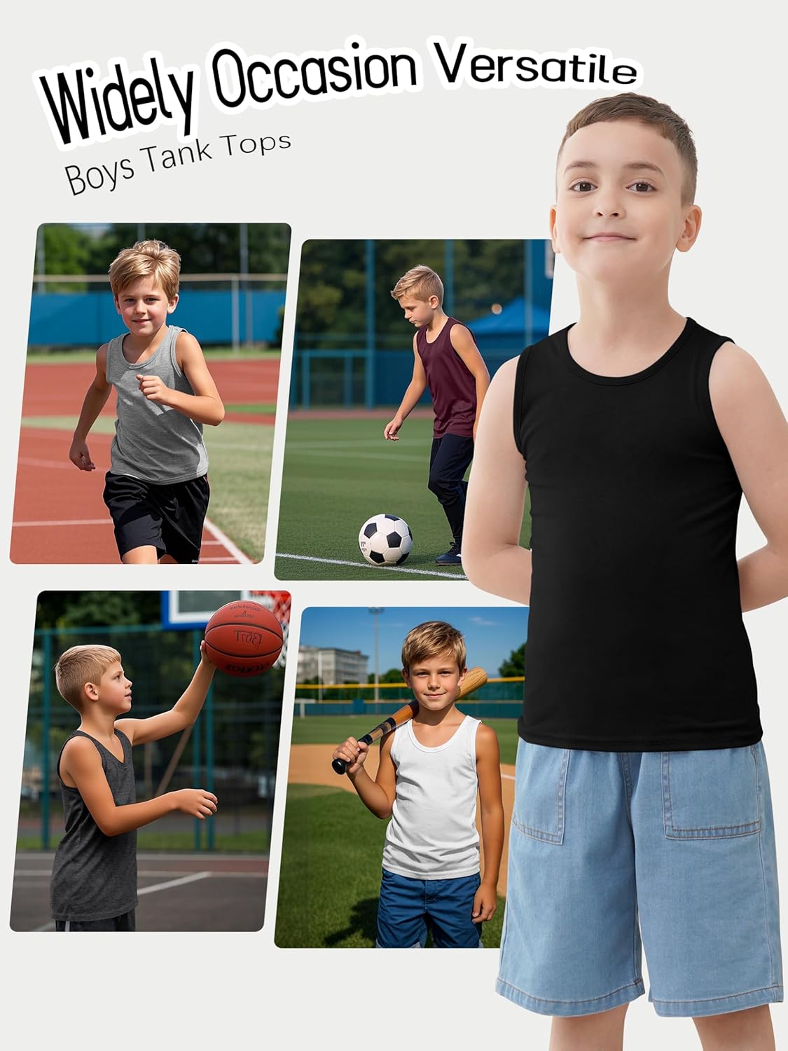 5 Pack Boys Tank Tops Boys Undershirts Kids Cotton Undershirts Tees Sleeveless Tank Tops Shirts for