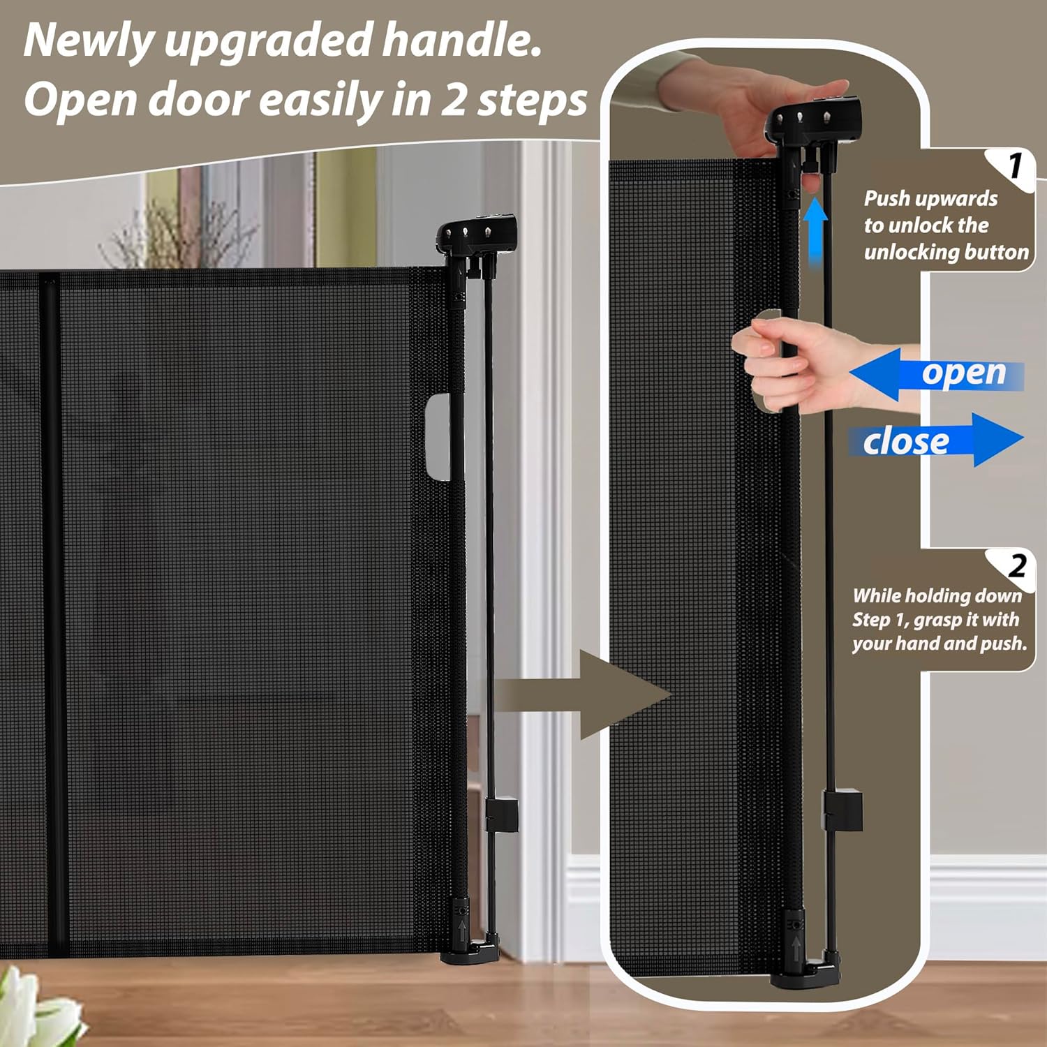 150" Extra Wide Retractable Baby Gates Dog Gate for Large Opening, 41" Extra Tall Mesh Pet Gate