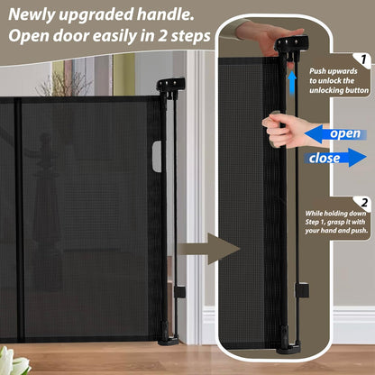 150" Extra Wide Retractable Baby Gates Dog Gate for Large Opening, 41" Extra Tall Mesh Pet Gate