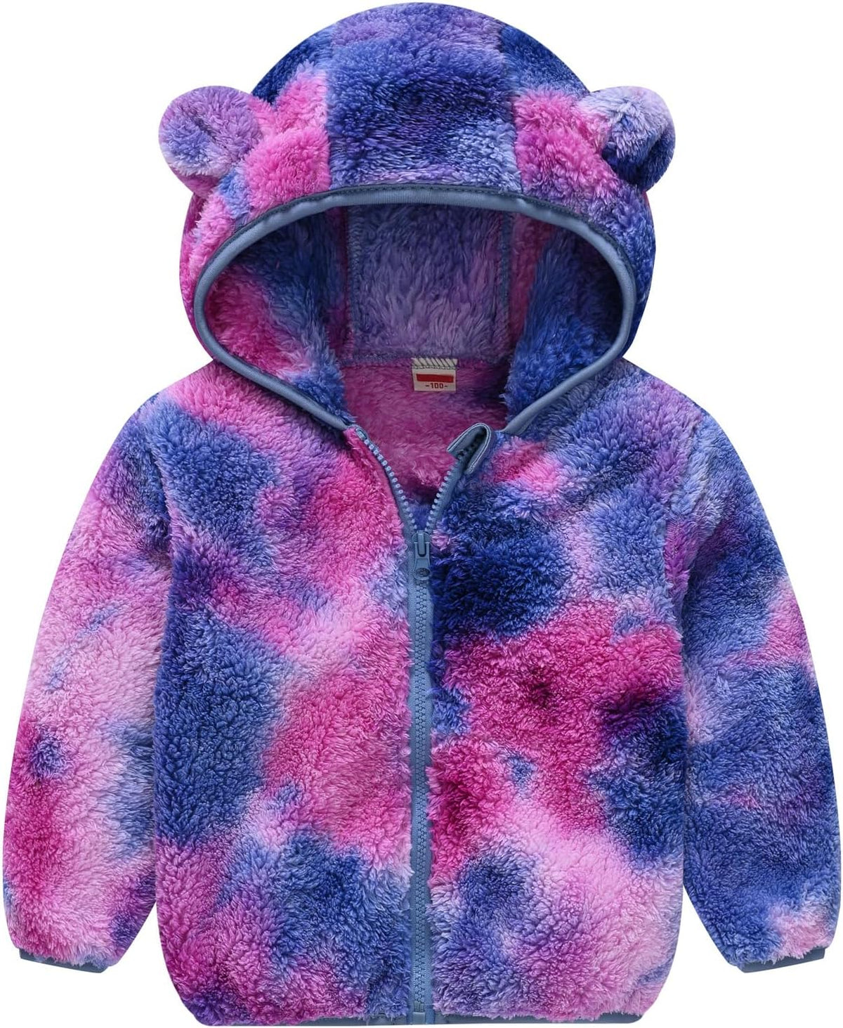 AIWUHE Toddler Boys Girls Hooded Jacket Fleece Hoodie Winter Warm Solid Color Teddy Coat Zip-up