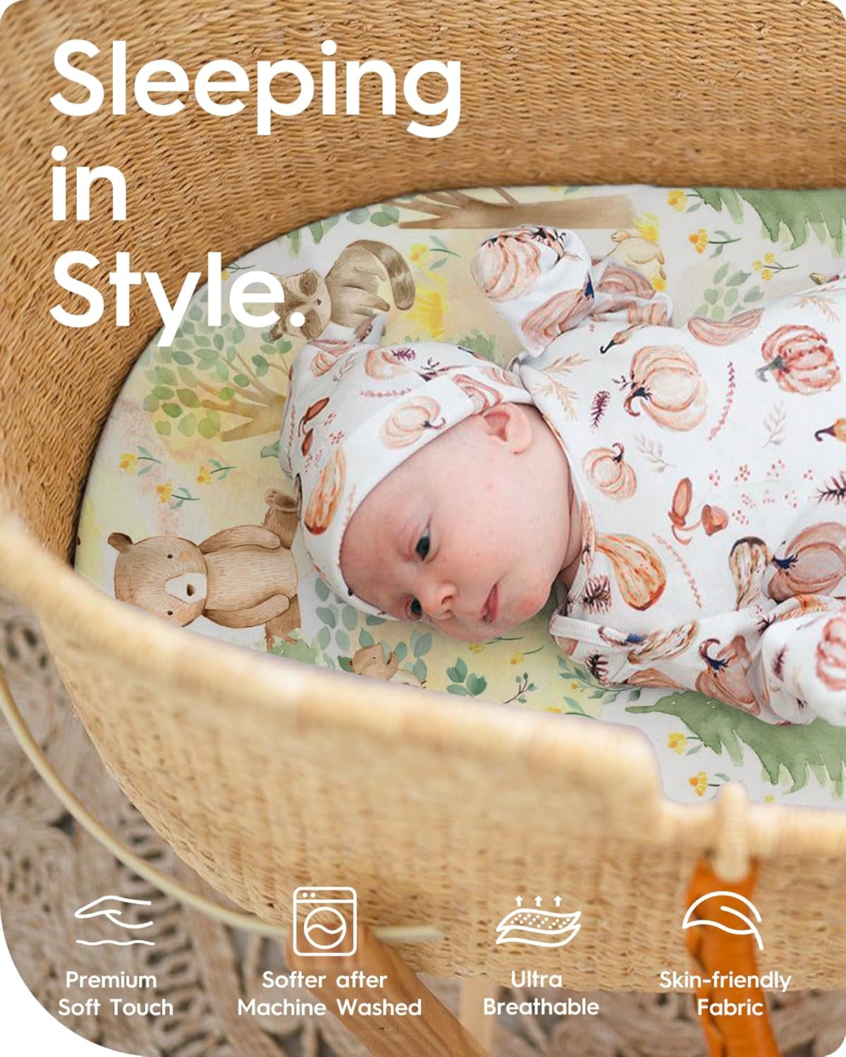 Bassinet Sheets for Baby Boy Girl, TotBasic Buttery Soft Universal Bassinet Fitted Sheet