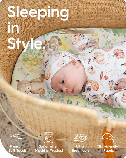 Bassinet Sheets for Baby Boy Girl, TotBasic Buttery Soft Universal Bassinet Fitted Sheet