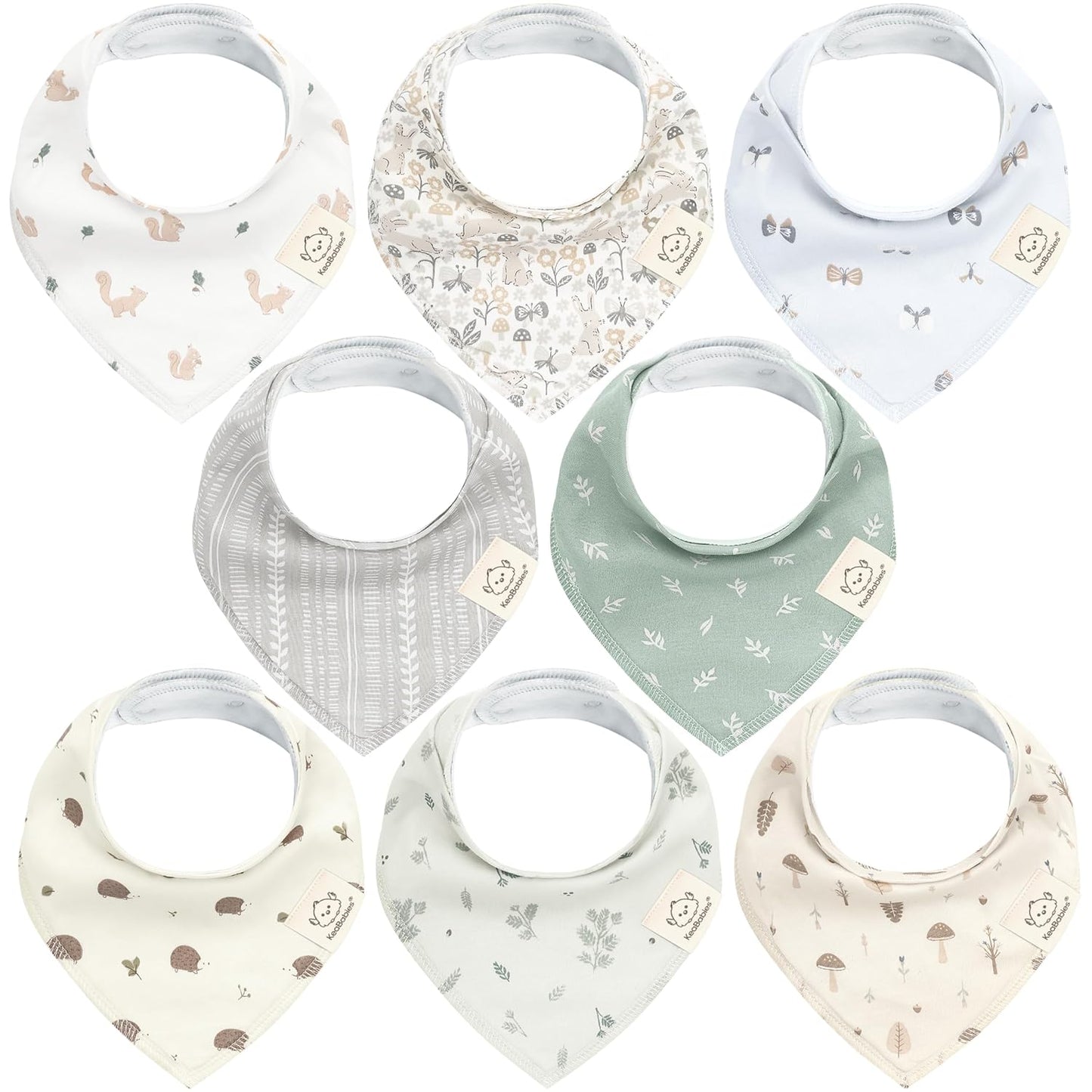 8-Pack Organic Baby Bandana Bibs for Girls - Super Absorbent Triangle Baby Bibs for Drooling and