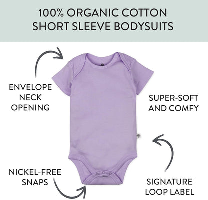 HonestBaby unisex-baby 10-pack Short Sleeve Bodysuits One-piece 100% Organic Cotton for Infant Baby
