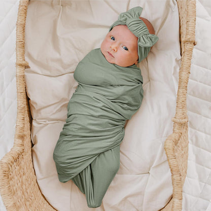 Konssy Baby Girl Newborn Receiving Blanket with Matching Headband and Beanie Set Baby Swaddle