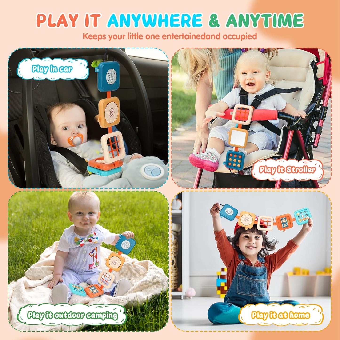 Busy Board for 1 Year Old, Travel Toys for Toddler 1-3, Montessori Busy Board Busy Cube, Toys Gifts