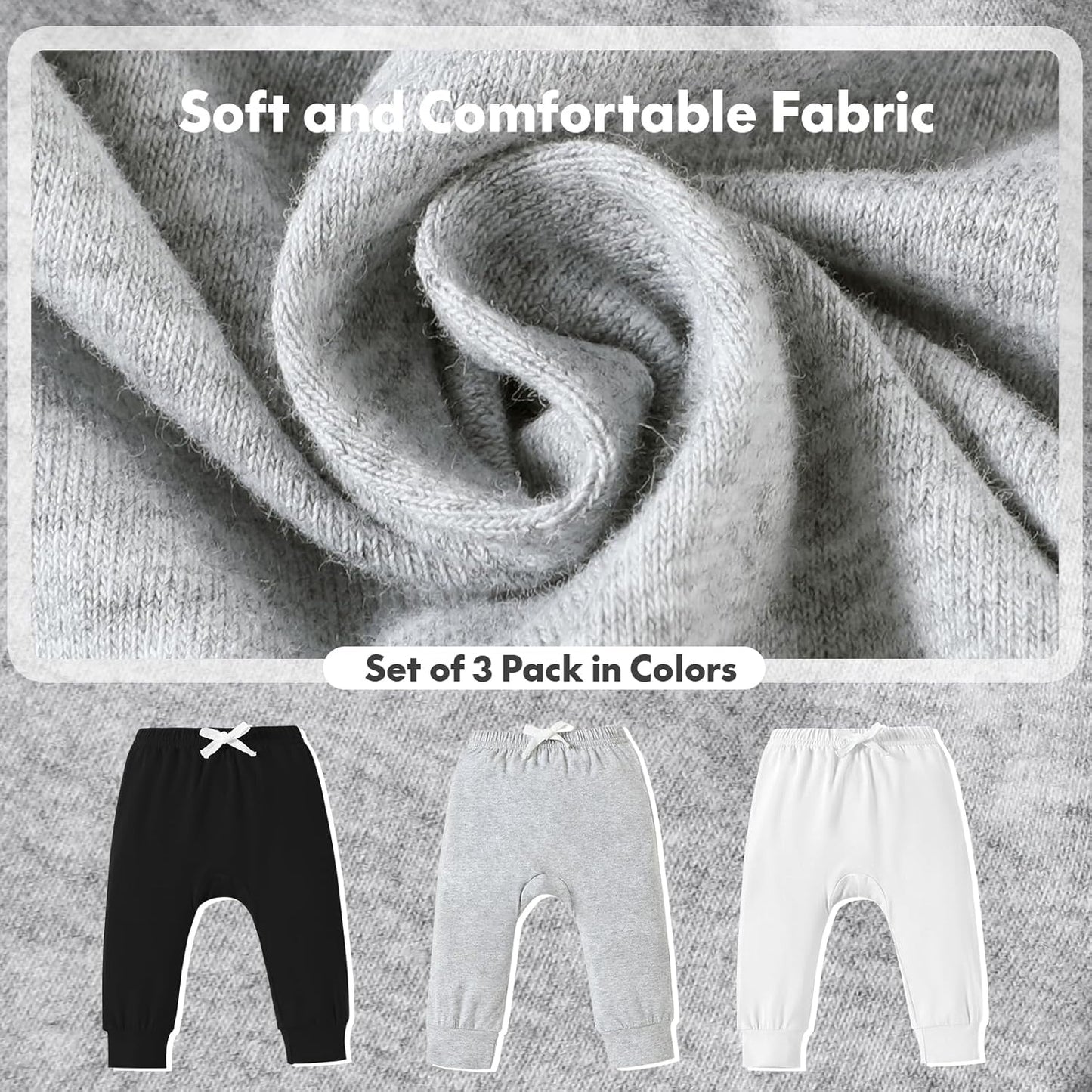 DREAM BUS Pack of 3 Toddler Jogger Pants with Pocket Toddler Boy Sweatpants Baby Boy Pants Infant