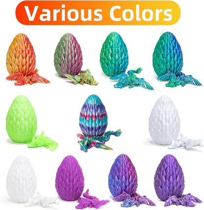 3D Printed Flying Dragon in Egg - Red Mix Gold - Surprise Egg with Flexible Winged Dragon Inside