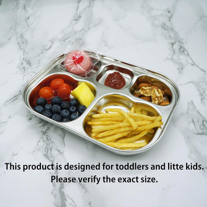Korean Stainless Steel Divided Plates by KS&E, Little Kids Toddlers Babies small Tray, BPA Free
