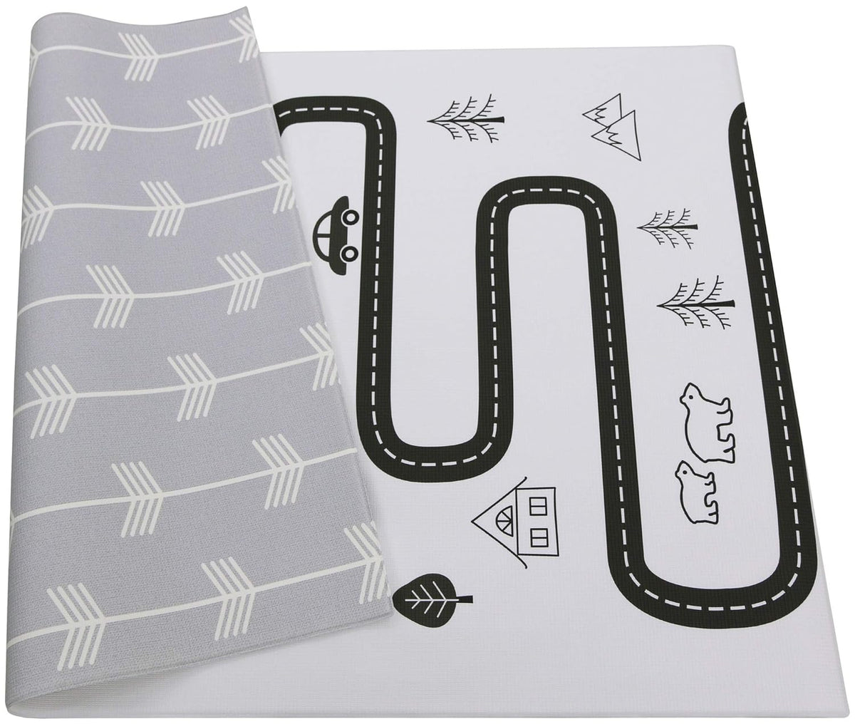 Baby Care Play Mat (Large, Nordic Trails - Morning Fog Arrows) 82'' x 55'' Original One-Piece