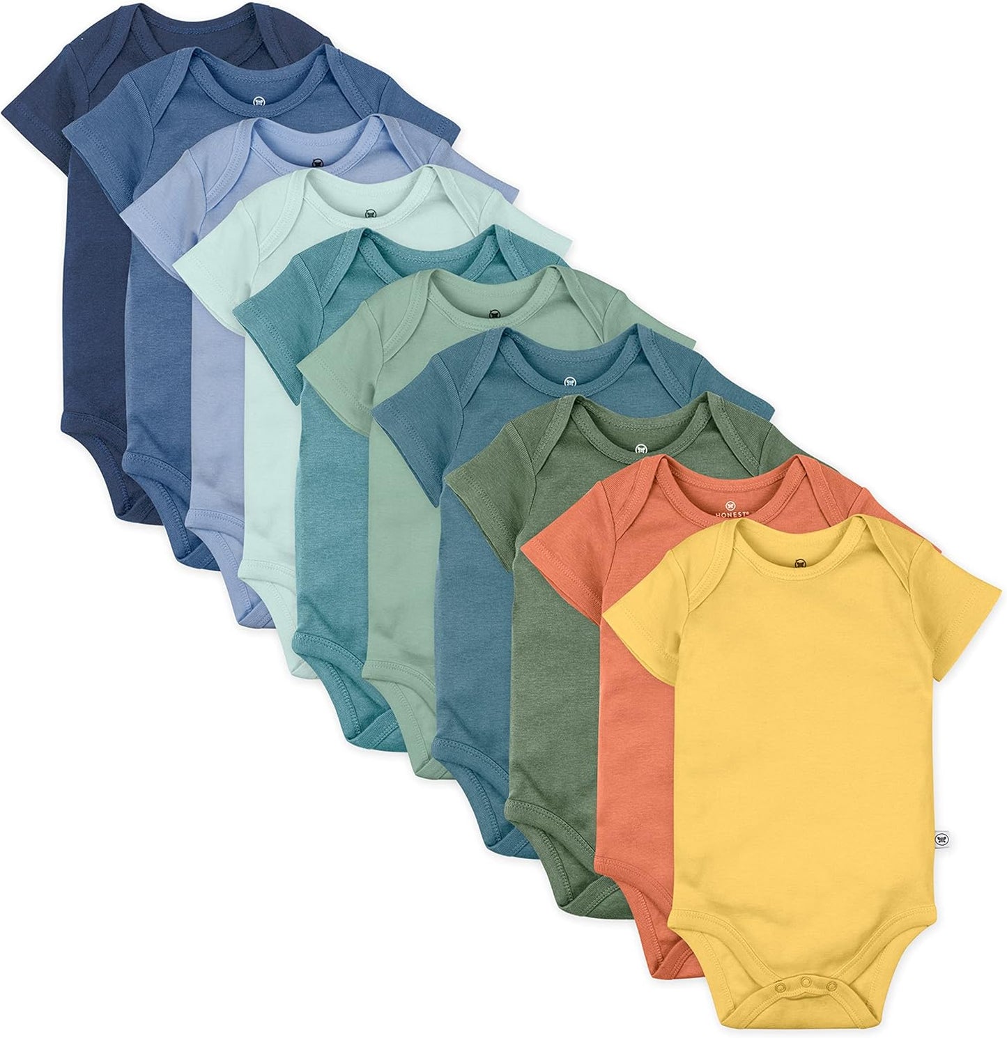 HonestBaby unisex-baby 10-pack Short Sleeve Bodysuits One-piece 100% Organic Cotton for Infant Baby