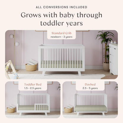 Babyletto Hudson 3-in-1 Convertible Baby Crib with Toddler Bed & Daybed Conversion - Easy to