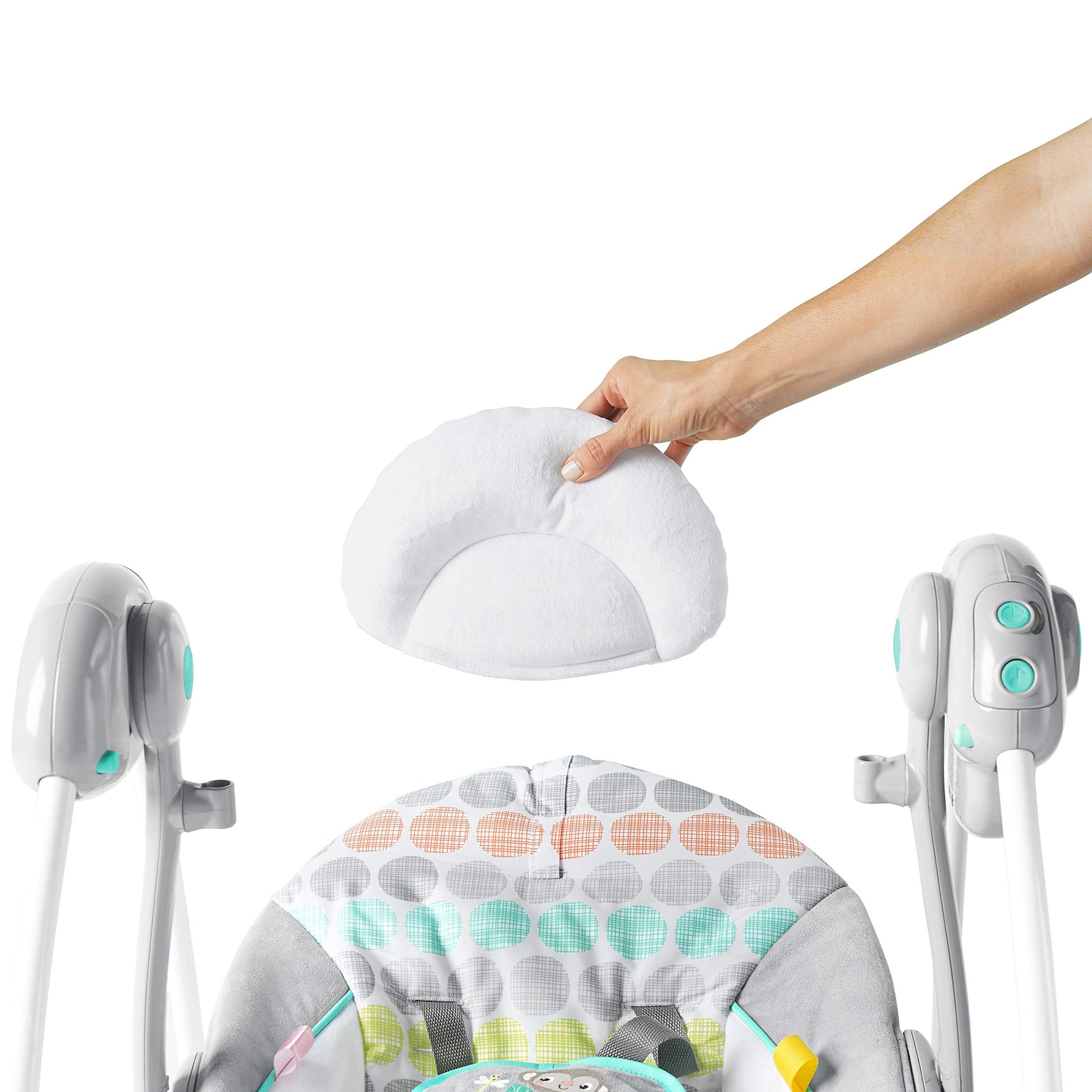 Bright Starts Portable Automatic 6-Speed Baby Swing with Adaptable Speed, Taggies, Music