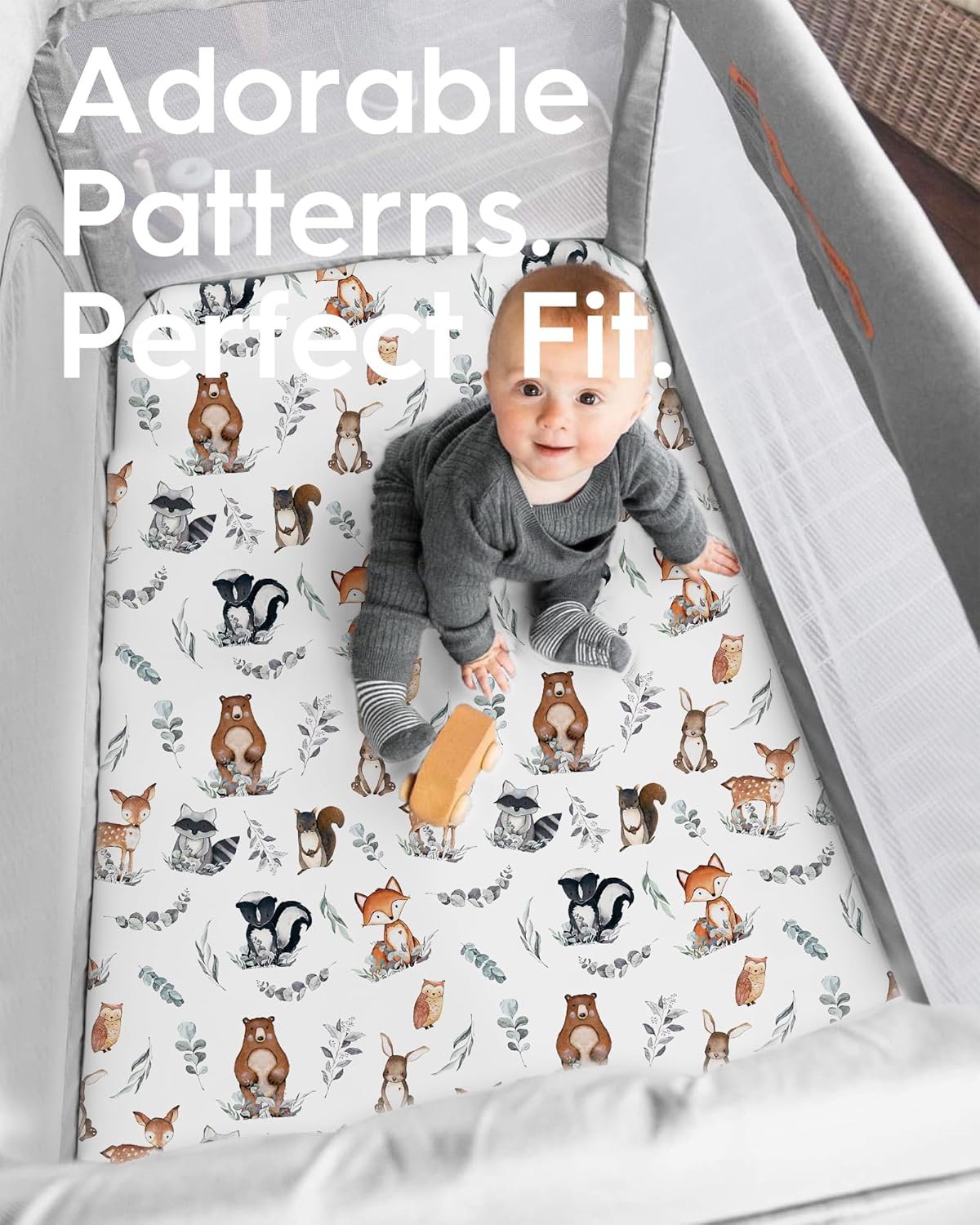 Pack N Play Sheets Fitted, TotBasic Ultra Soft Animal Mini Crib Sheets, Premium Jersey Knit Pack