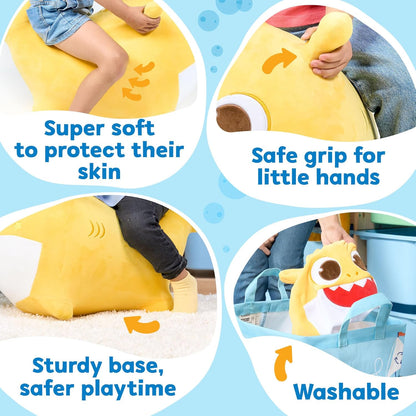 JITTERYGIT Baby Shark Official Bouncy Hopper Plush Musical Singing Toy - Inflatable Animal Ride On