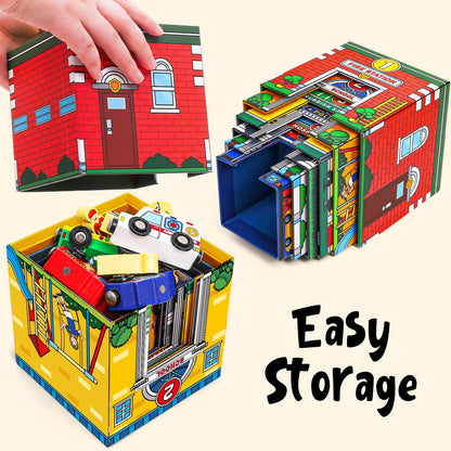 Atoylink Toddler Sorting and Stacking Toys with Magnetic Wooden Cars & Community Helpers, Baby