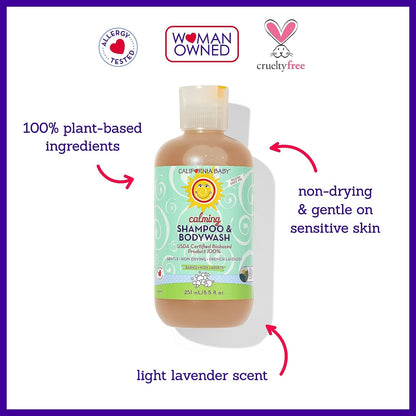 California Baby Calming Baby Shampoo + Baby Wash | 100% Plant-Based | Lavender Body Wash For