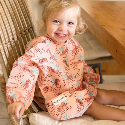 Tiny Twinkle Mess Proof Baby Bib,Waterproof Smock Baby Bib for Eating,Machine Washable Long Sleeve