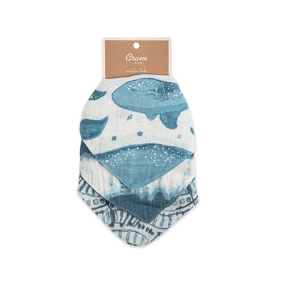Crane Baby Soft Muslin Baby Bib Set, Adjustable and Absorbent Bandana Style Bibs for Boys and