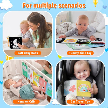 OKOOKO Black and White Baby Book, High Contrast Toy, 0-6 Months Baby Soft Book Tummy Time