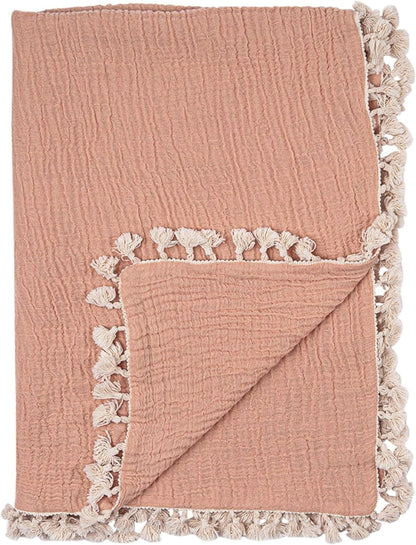 Crane Baby 6-Layer Quilt Muslin Swaddle Blanket, Soft Cotton Lightweight Nursery and Stroller