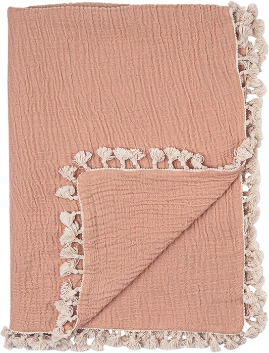 Crane Baby 6-Layer Quilt Muslin Swaddle Blanket, Soft Cotton Lightweight Nursery and Stroller