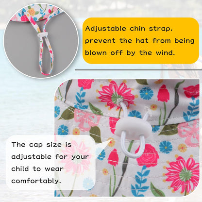 Peecabe Summer Baby Sun Hat for Boys Girls UPF 50+ Wide Brim Toddle Bucket Hat Adjustable Baby