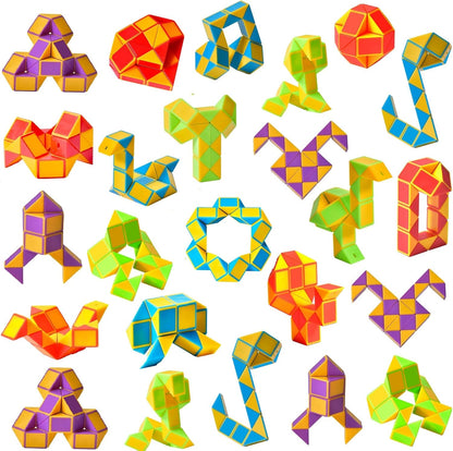 Ganowo 24 Pack Fidget Snake Cube, Mini Twist Puzzle Party Bag Fillers Bulk Toys for Kids Teens