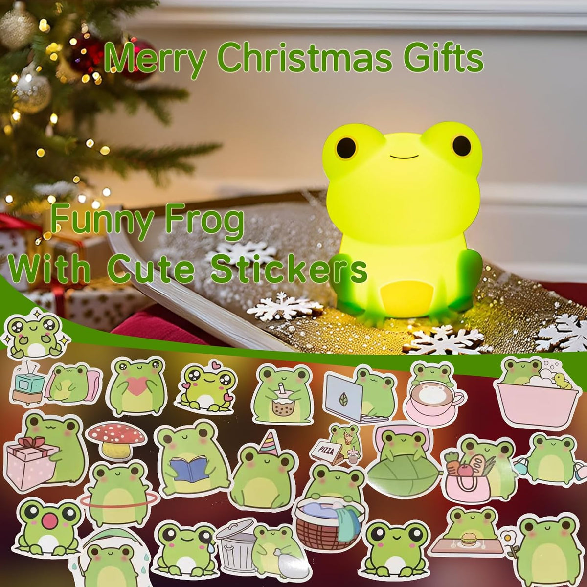 Night Light for Kids, Frog Lamp with Cute Frog Stickers, Night Lamp Bedroom Nightlight for Baby