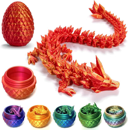 3D Printed Dragon Egg,Mystery Crystal Dragon Fidget Toys,Articulated Dragon,Home Desk Decor Easter