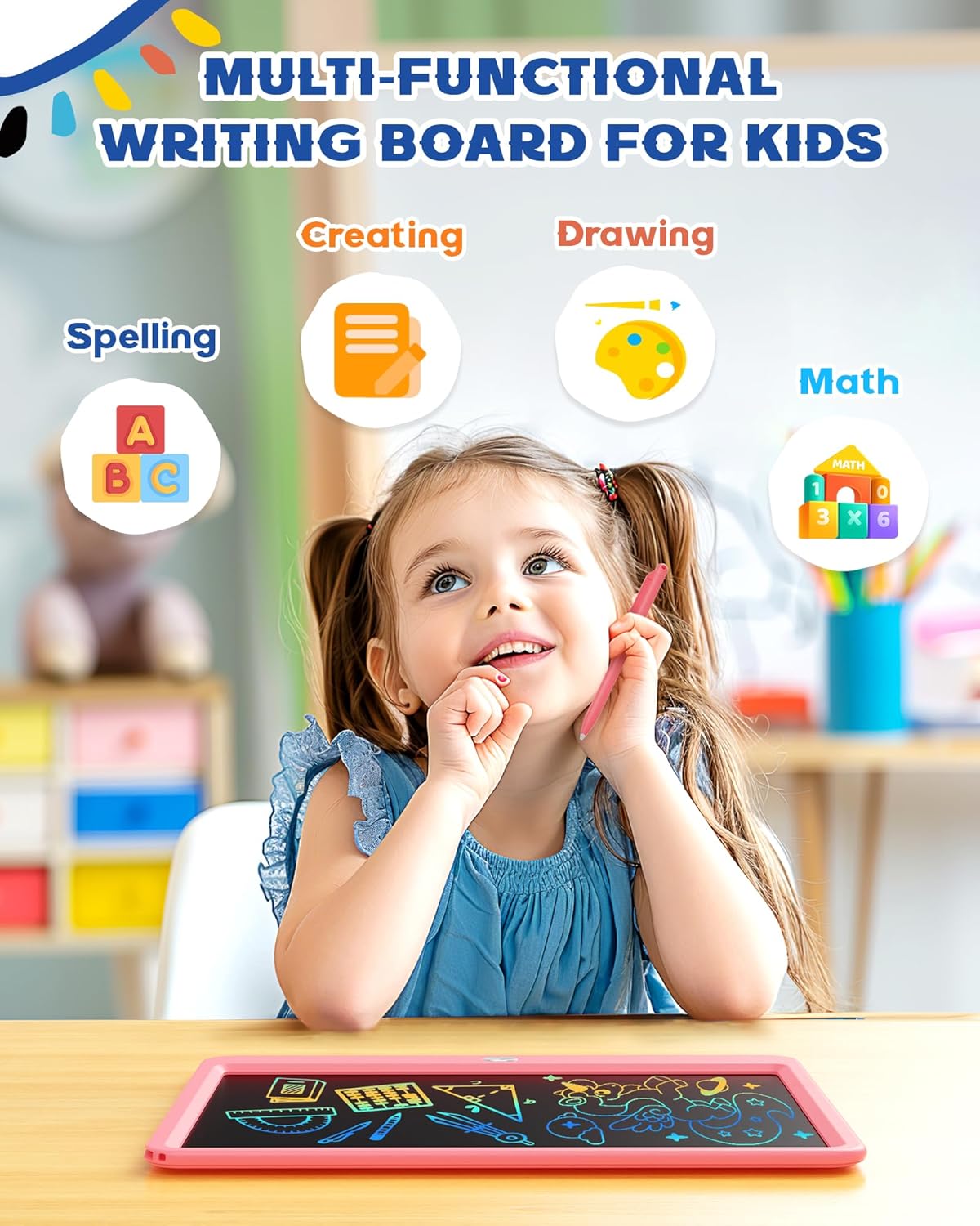 Bravokids 12 Inch LCD Writing Tablet for 3 Year Olds - Electronic Drawing Pad and Doodle Board as