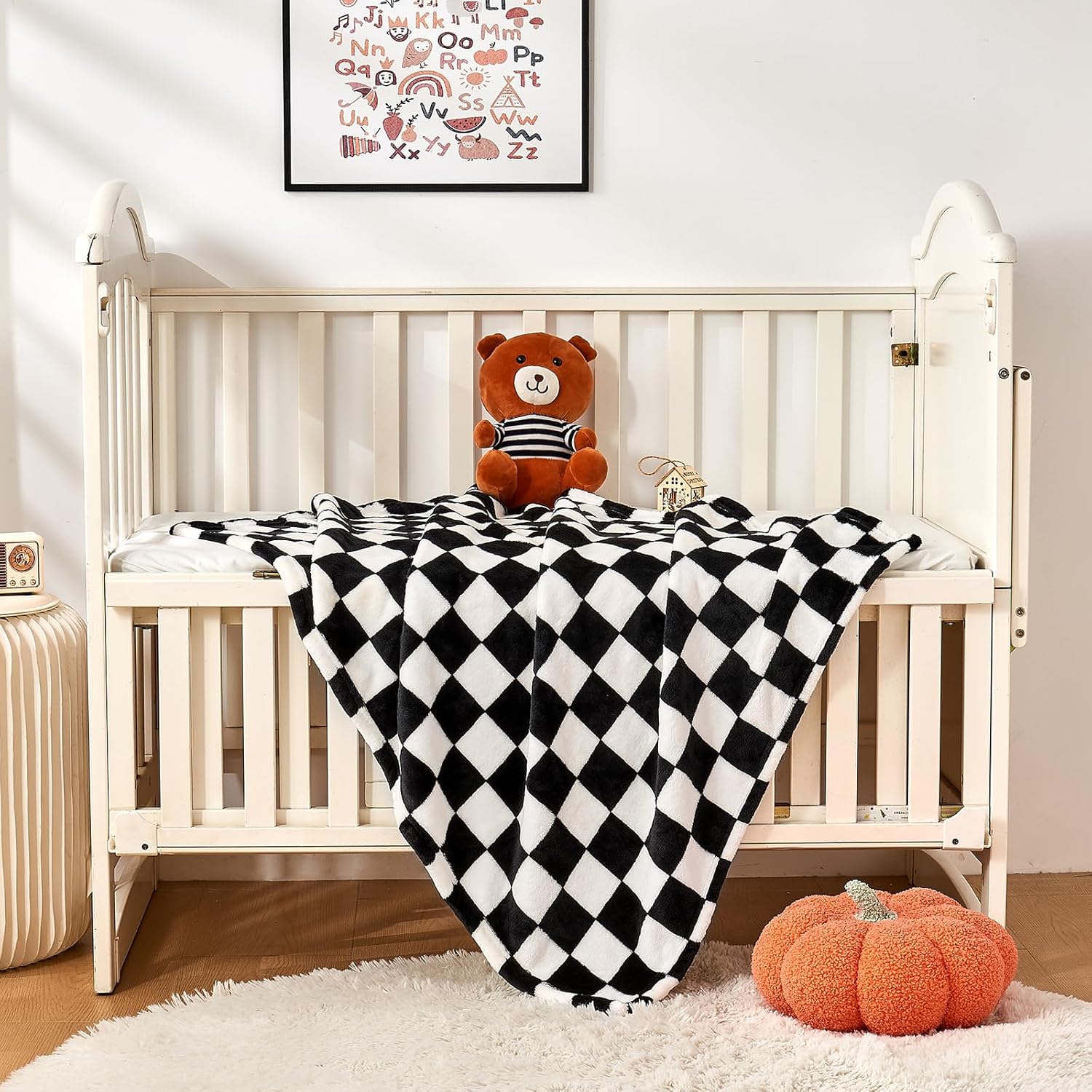 Yurhap Checkered Baby Blanket Fleece Baby Blankets for Boys Girls, Ultra Soft Cozy Fluffy Infant