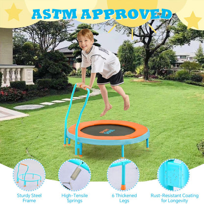 SPORTSOUL Mini Trampoline for Kids 3-6 with Super Safe Foam Handle Bar