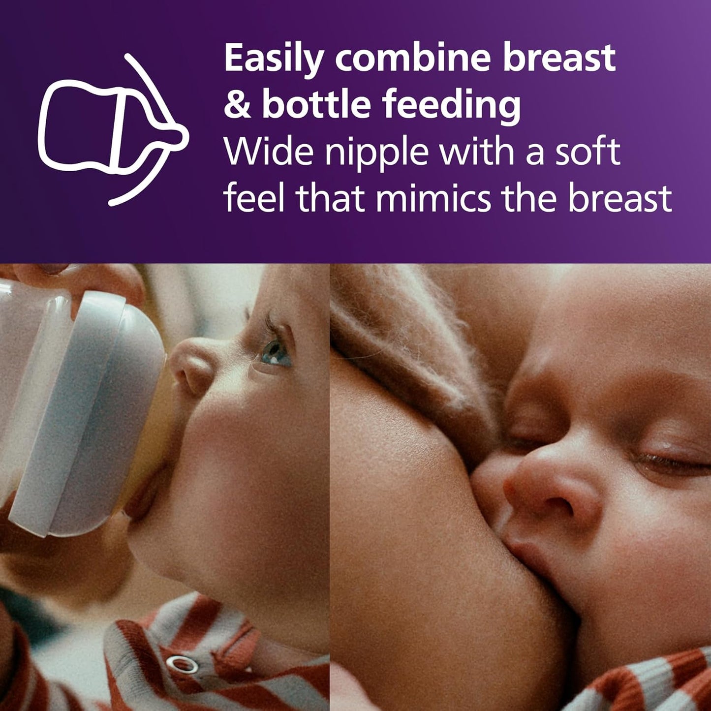 Philips Avent Natural Baby Bottle with Natural Response Nipple (Slow Flow, Flow 2), SCY900/91