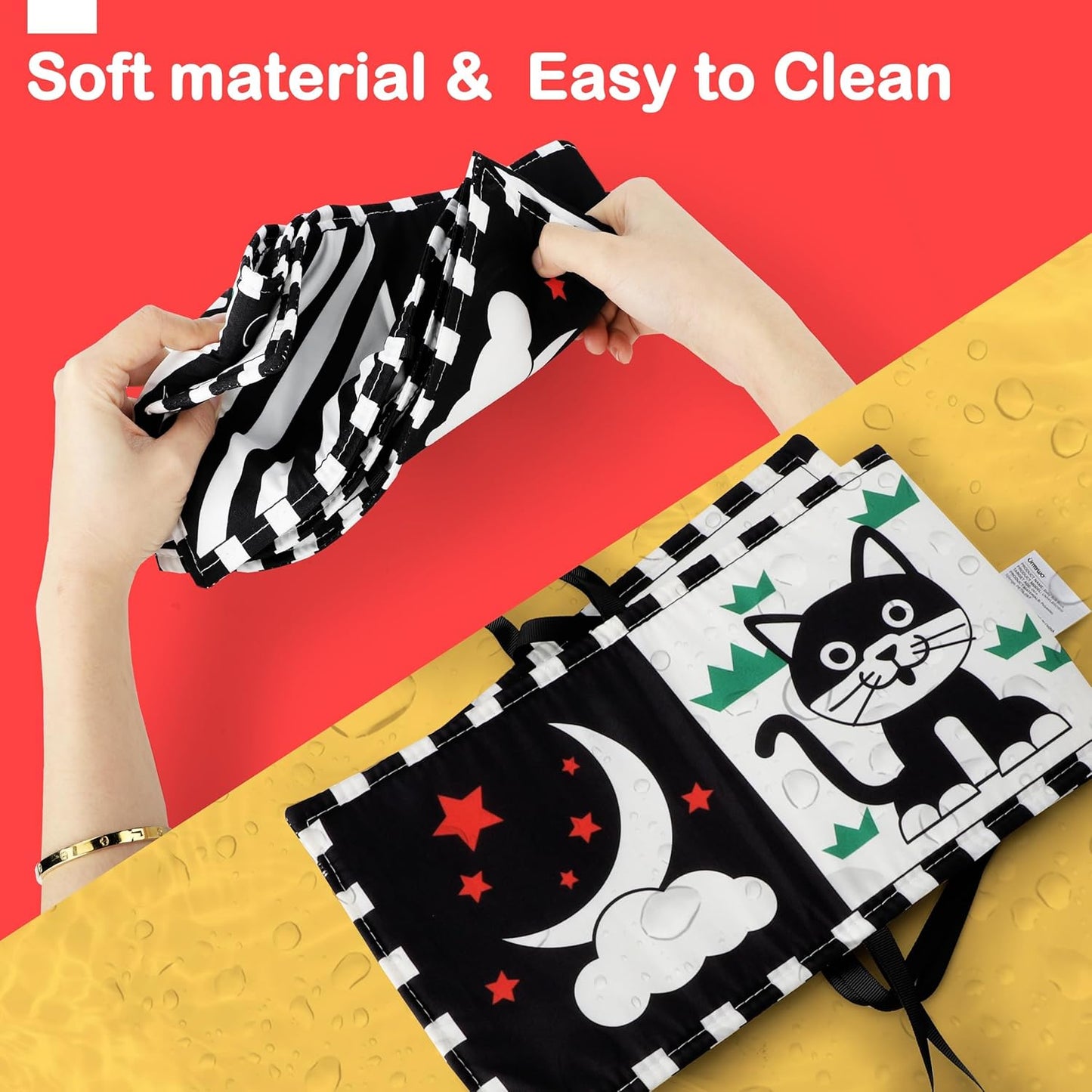 URMYWO Black and White Baby Toys, Tummy Time High Contrast Newborn Toys 0-3 Months, Soft Baby Book