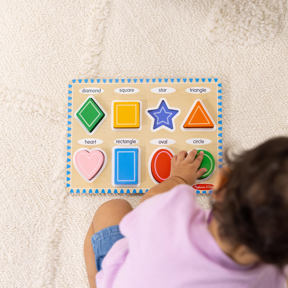 Melissa & Doug Shapes Wooden Chunky Puzzle (8 pcs) Color Matching Shape Sorter Toys for Toddlers