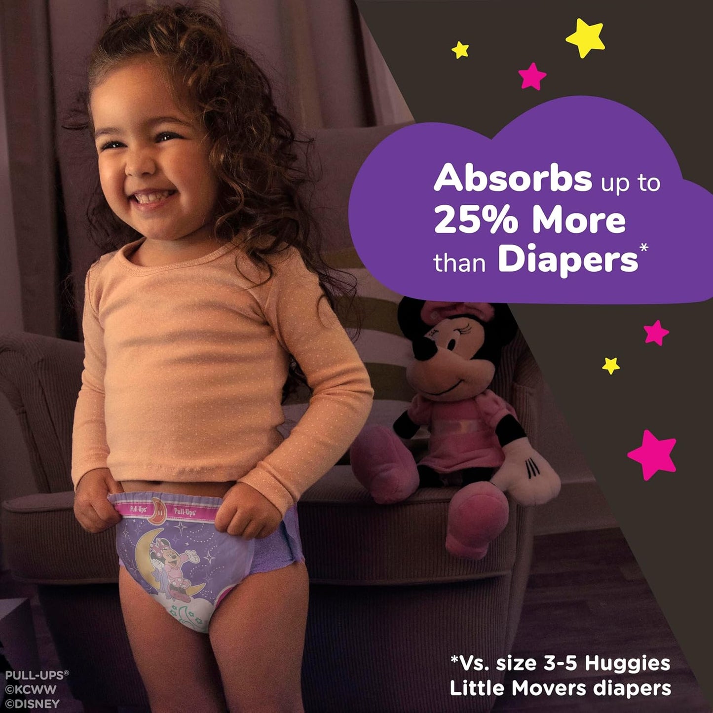 Pull-Ups Girls' Night-Time Potty Training Pants, Size 3T-4T Overnight Training Underwear (32-40