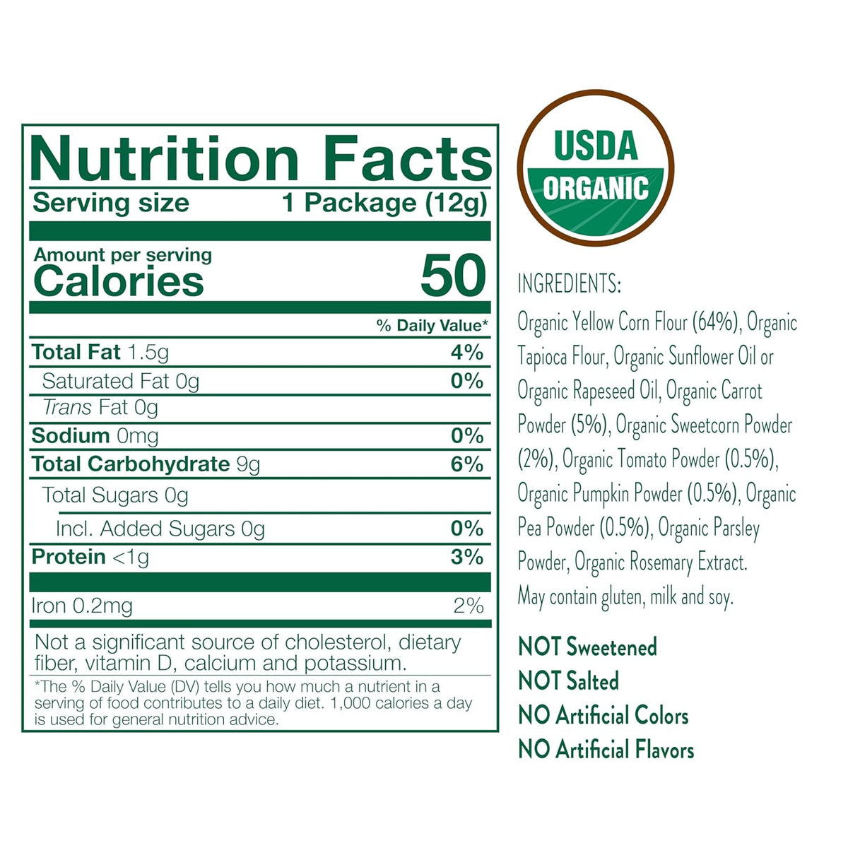 Little Bellies Organic Veggie Tubes Toddler Snack (Pack of 7 x 0.42 oz Individual Packs)