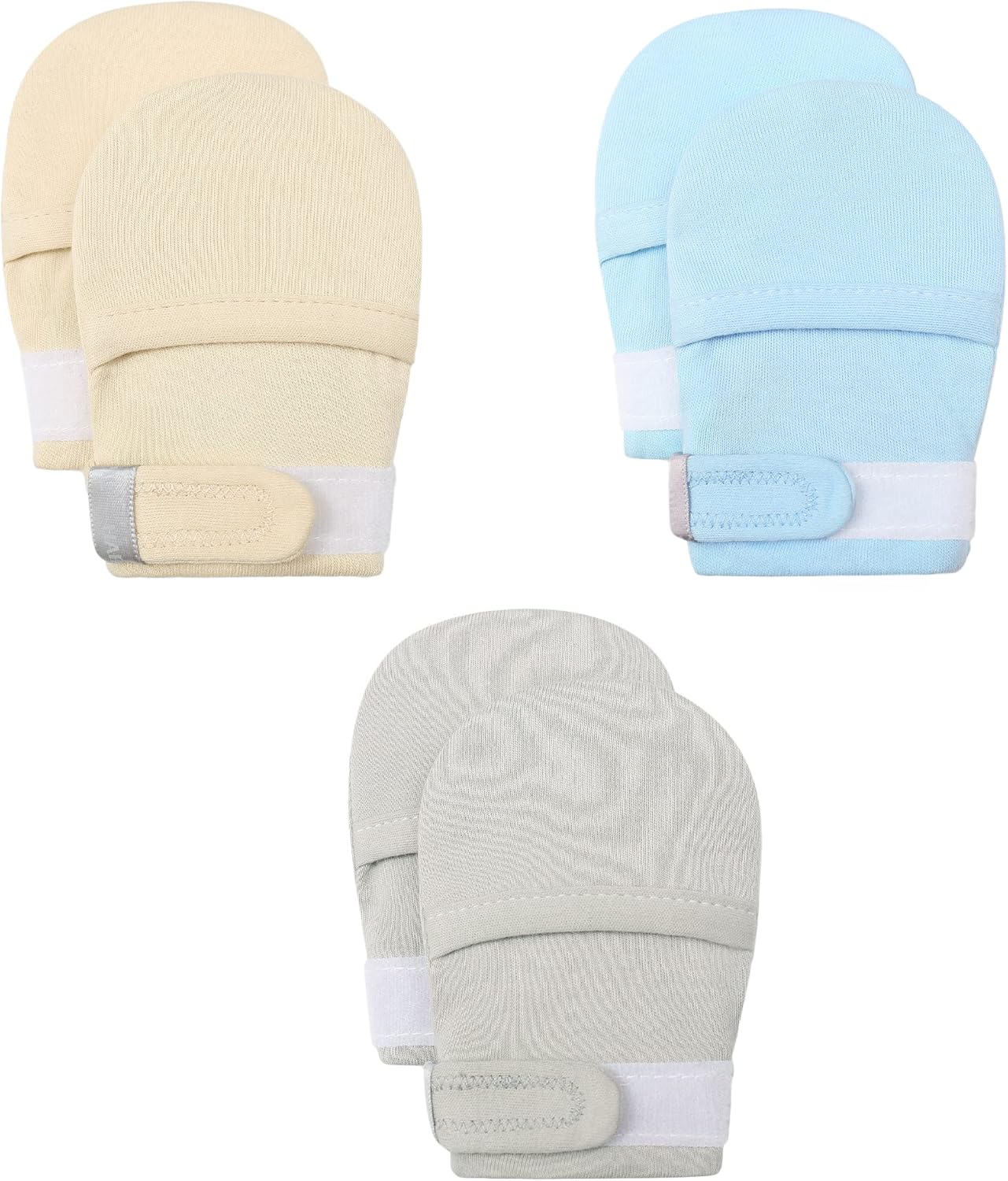 HAPIU Baby No Scratch Mittens Stay On, 100% Cotton Breathable, Adjustable Infant Gloves for Boys