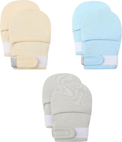 HAPIU Baby No Scratch Mittens Stay On, 100% Cotton Breathable, Adjustable Infant Gloves for Boys